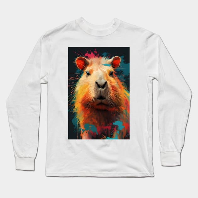 Vibrant Whiskers: Chromatic Hamster Delight Long Sleeve T-Shirt by AlexBRD